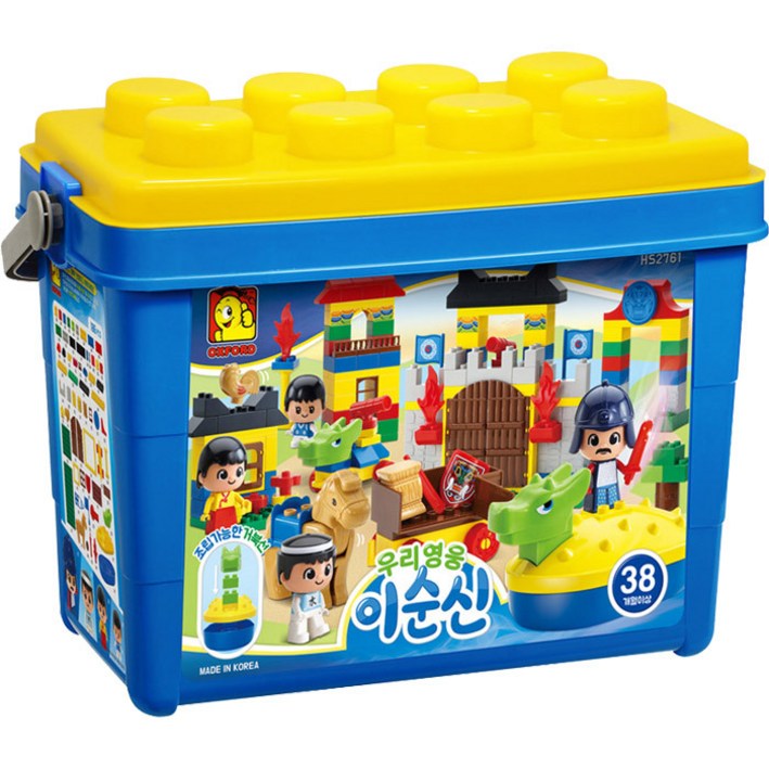 우리영웅 이순신 거북선블럭 38개월이상  HS2761 토들블록 186pcs 피규어4명 동물2마리 이순신장군 통블록 옥스포드블록