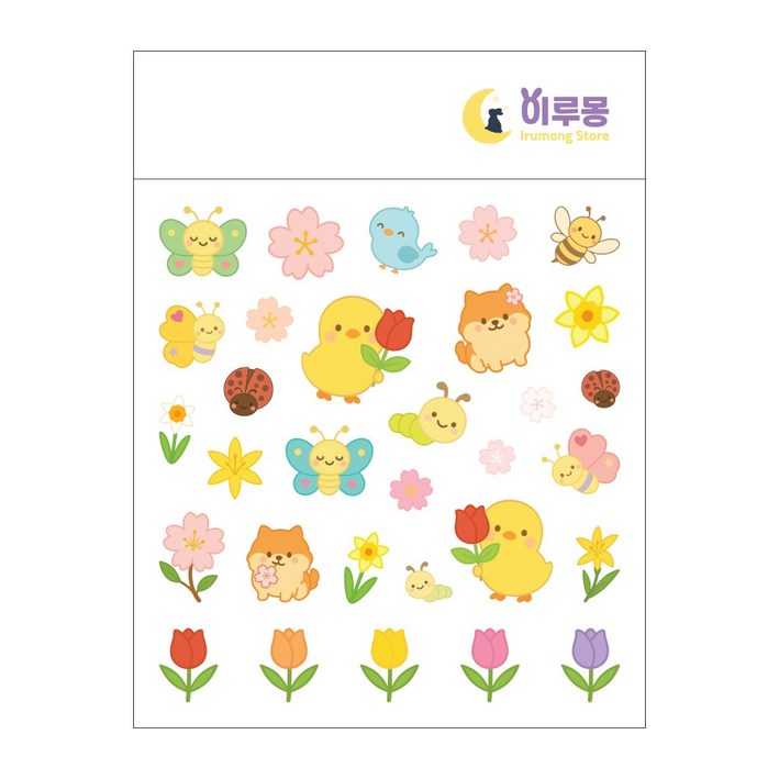 [이루몽] 4종 사계절스티커 교육용스티커 스티커 1봉 6장