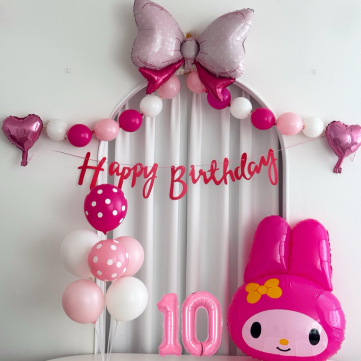 풀문랜드 산리오 마이멜로디 풍선 시나모롤 생일풍선 파티 세트, 1개, 마이멜로디 숫자세트 10