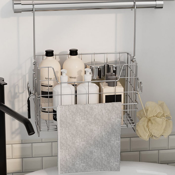 Alemon 스테인리스 욕실 선반 수납 바구니, 1개
