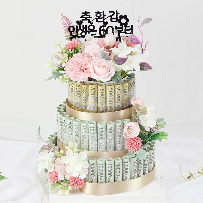 엔젤쿠키 머니롤 용돈케이크 어버이날 부모님선물 용돈박스 꽃 기념일 칠순