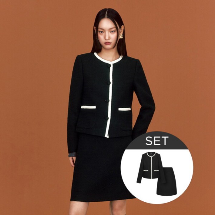 [더 엣지] [76%할인][SET] 트위드 셋업 (자켓+스커트)WYJK6G03SET