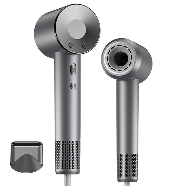 RichMagic 초고속 음이온 무엽 드라이어 12가지 모드 BLDC 가정용 드라이기 1600W+자기흡입노즐, 단일상품, 아이언 블랙