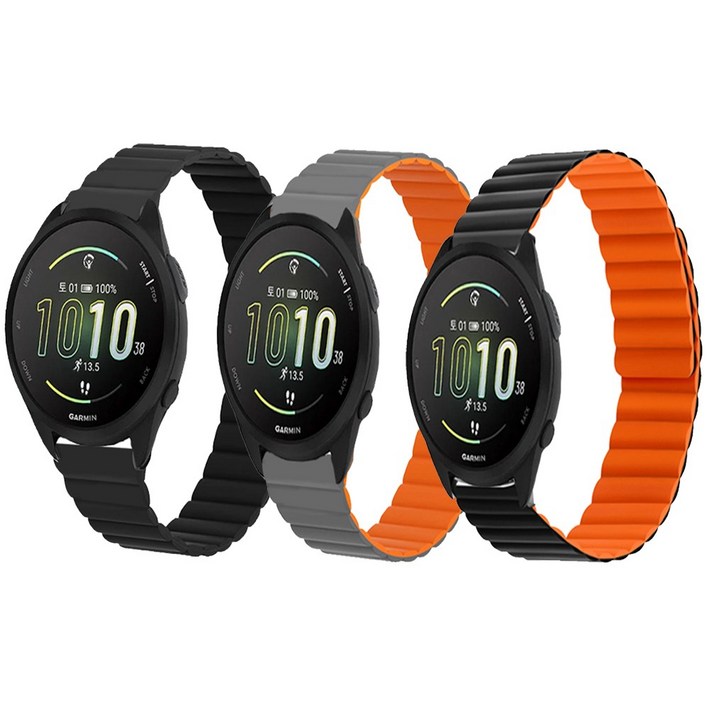 가민 워치 포러너 러닝 스마트워치 자석 우레탄 밀레니즈 시계줄 55/165/245/255/265/645/745, 블랙, 1개
