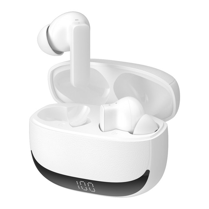 아이리버 IBTX5 무선 블루투스 6.0 이어폰 ANC ENC 커널형 노이즈캔슬링 오토 페어링 LED 디스플레이, 화이트