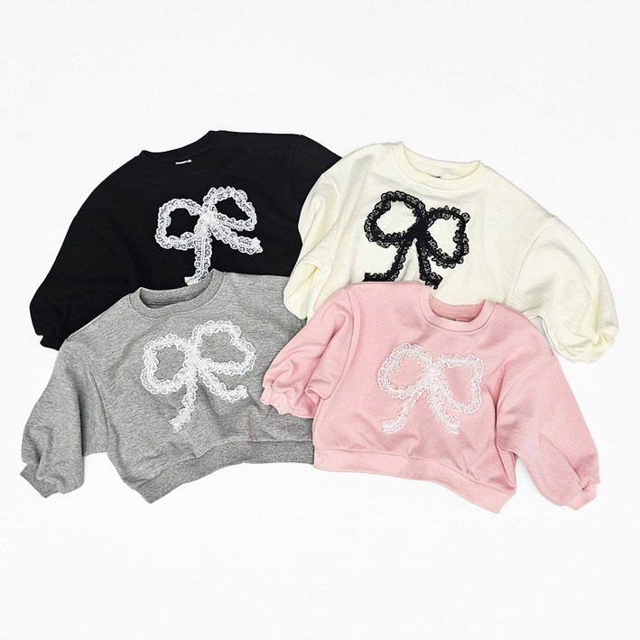 유니키즈 레이스리본맨투맨 유아동 키즈 여아 긴팔 티셔츠 봄 가을 면티 국산아동복 하나비