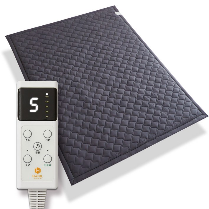 전자파없는 탄소매트 워셔블 침대 전기매트 싱글 더블, 2인용 퀸(150X200cm), 챠콜네이비+바람개비