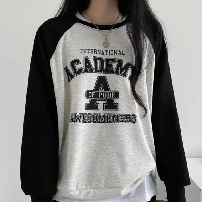 탑트레일 투톤 긴팔 얇은 맨투맨