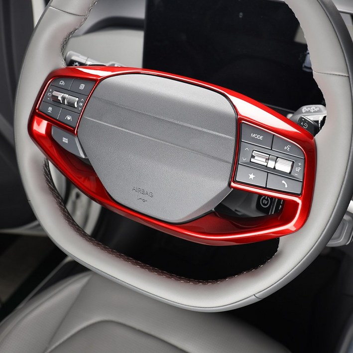 유투카 호환 EV6 페이스리프트 튜닝 핸들프레임 커버 레드 카본 몰딩, 유광레드 1P[에어/어스/라이트], 기타