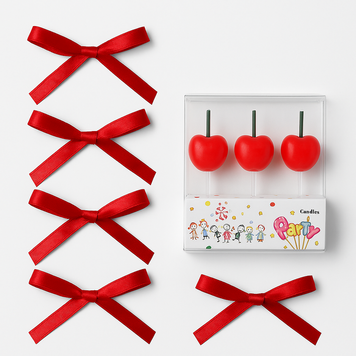 [체리초(3개입)+리본데코픽(5개입), 1세트] 생일파티 테이블데코 파티초 빈티지파티 빈티지케이크