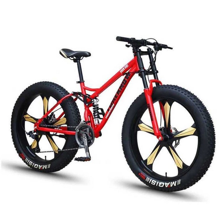 산악 자전거 성인 오프로드 광폭 타이어 MTB 입문용, 레드스포크 휠 7단 24인치