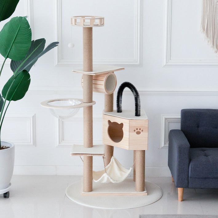 가르르 고양이 원목 캣폴 우주선 캣타워