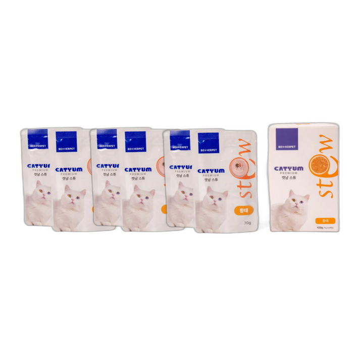 베러펫 캣냠 습식사료 고양이습식사료 고양이사료 간식 파우치 스튜 황태 70g, 6개, 70g, 6개