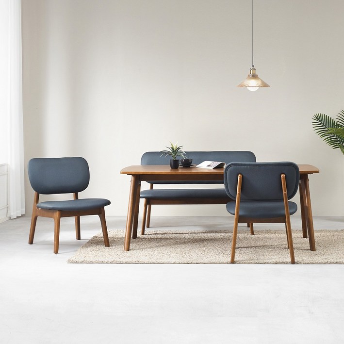 헤닝 마이홈 세라믹 원목 4인 6인 낮은식탁 식탁세트, 월넛