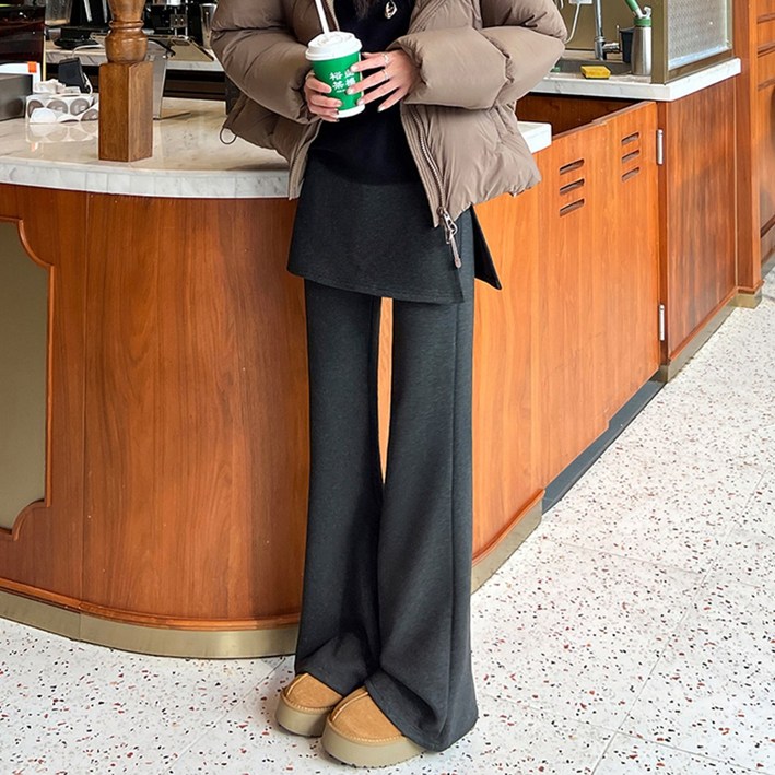 윈터 기모 부츠컷 치마바지 데일리 트임스커트 밴딩 레깅스 겨울팬츠