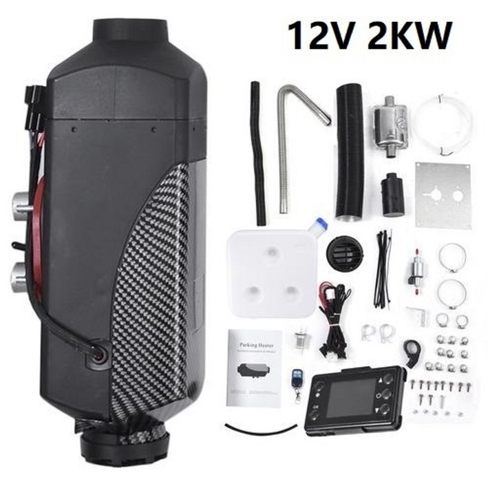 이동식무시동히터 베바스토 저소음 자동차 2kw 12v24v 디젤 에어 lcd 원격 제어 통합 주차 webasto rv 트럭 보트, 1개