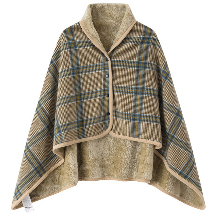 [1+1] 망토 담요 똑딱이 단추 후드 극세사 체크