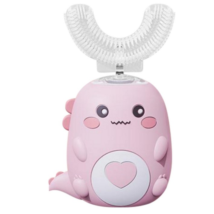 어린이용 U자형 전동 칫솔, 스마트 만화 실리콘 칫솔, 자동 충전식 음파 칫솔, 360 도