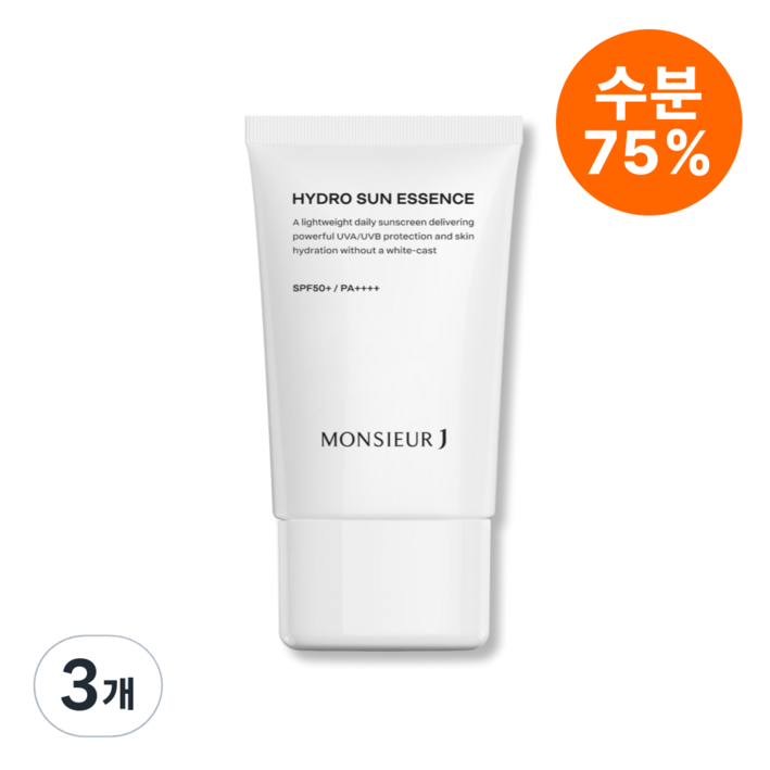 [무슈제이 본사] 무슈제이 하이드로 수분 선 에센스 남자 저자극 민감성 선크림 50ml