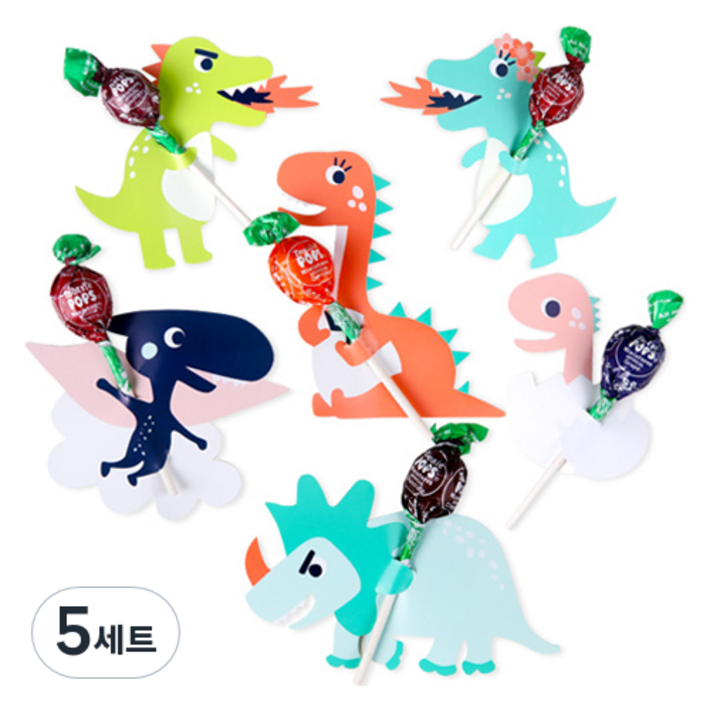 인디케이 공룡왕국 친구들 막대사탕 페이퍼 6종 x 6p 세트, 혼합색상, 5세트