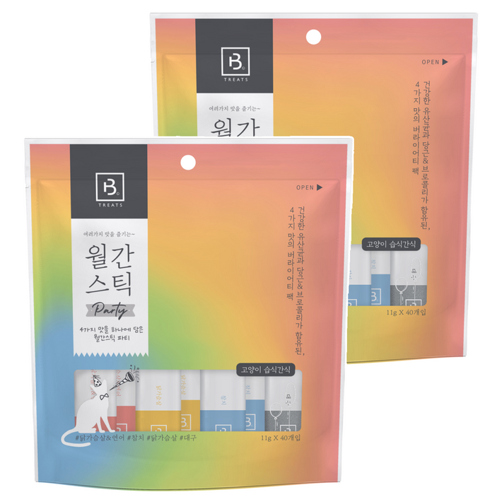 브리더랩 월간스틱 파티 고양이 간식 4종 세트
