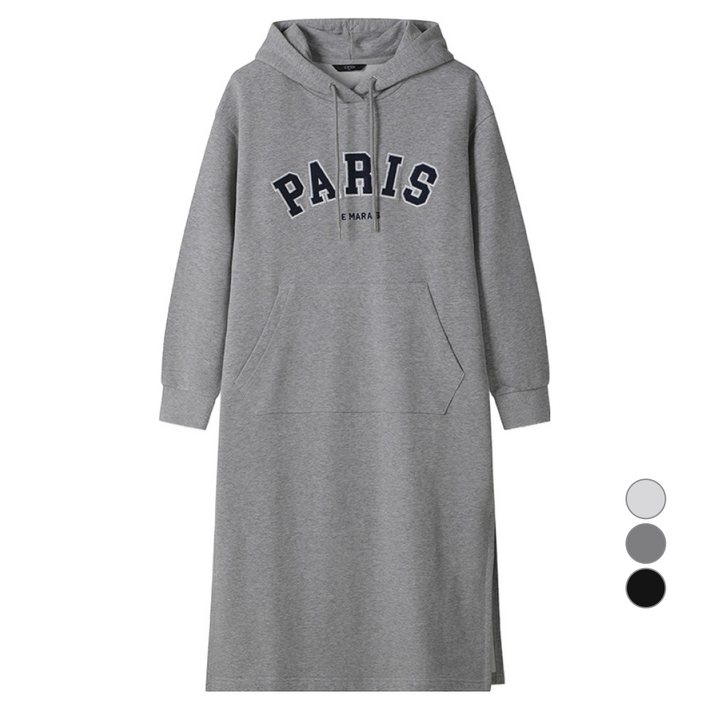 탑텐 여성용 테리 그래픽 후드 롱 원피스 MSE4OO2201