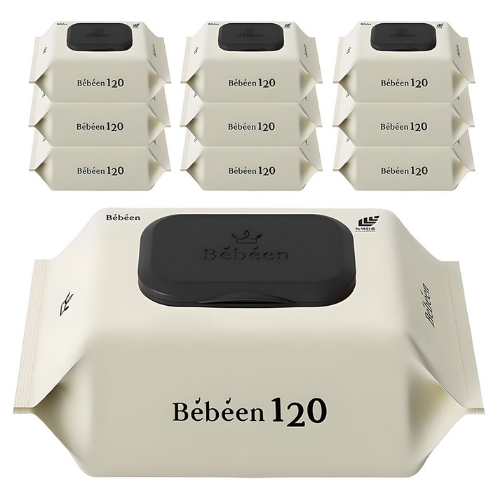 Bebeen 120 영유아물티슈 캡형, 50g, 120매, 10개 Bebeen 120 영유아물티슈 캡형, 50g, 120매, 10개