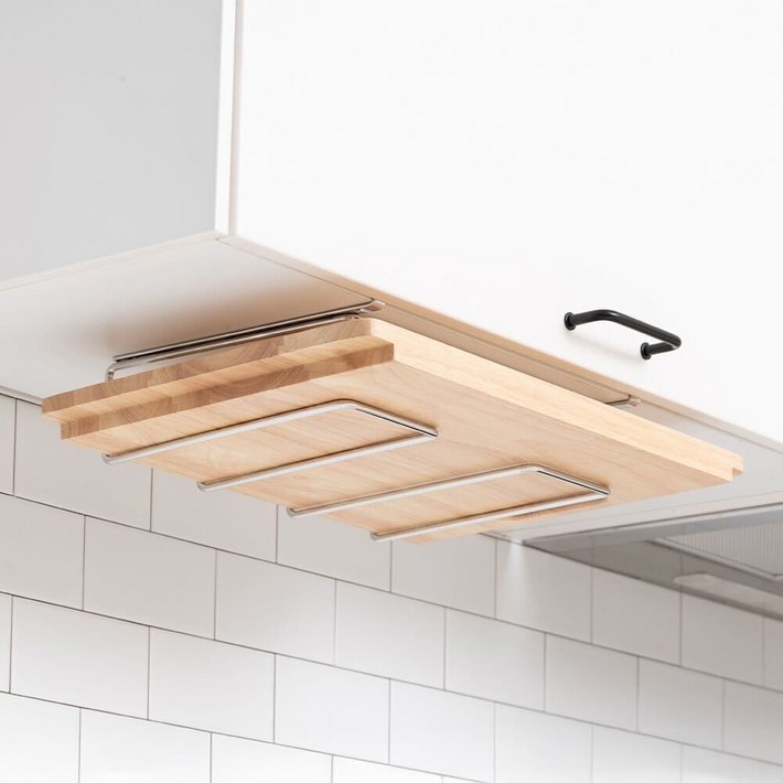 스파이더락 무타공 언더핏 스텐 도마걸이 1단, 실버, 1개