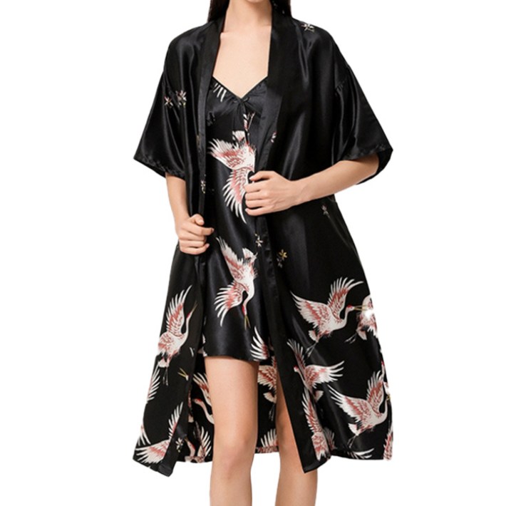 에이홉 고급스러운 실크 롱 샤워가운  스커트 세트 XL