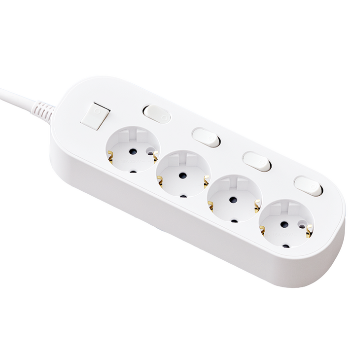 이지스 자동소화 개별절전 프리미엄 멀티탭 4구 화이트, 3m, 1개