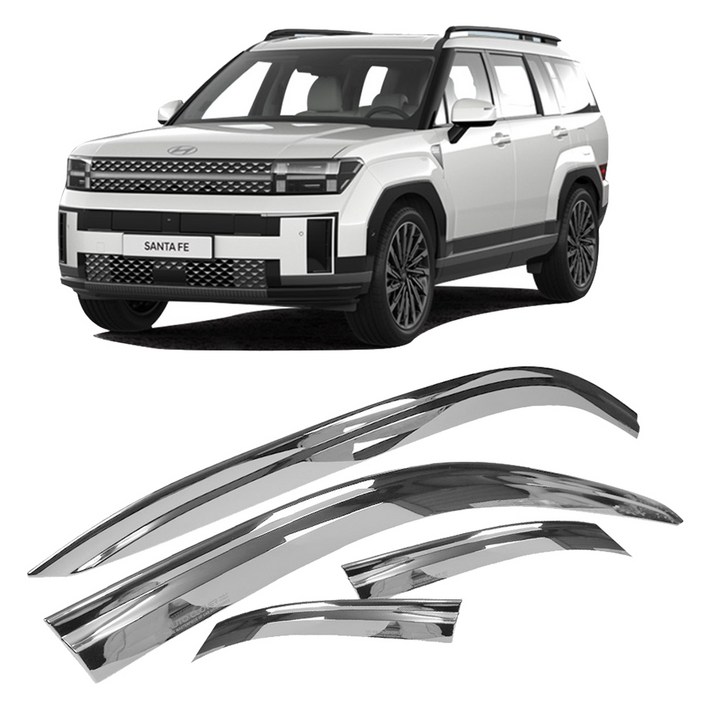 엑스핏 윈드레인 안깨지는 크롬 썬바이저 4p 세트, 싼타페 MX5, 단일색상