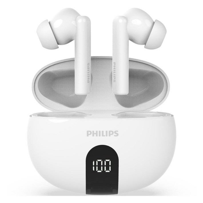 필립스 ANC 노이즈캔슬링 무선 블루투스 5.4 이어폰, TAT3559, 화이트