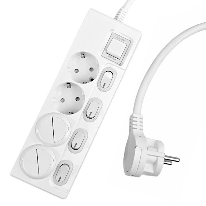 원스탑 제로갭 개별스위치 슬림 납작멀티탭 4구 16A  안전커버 2p 세트