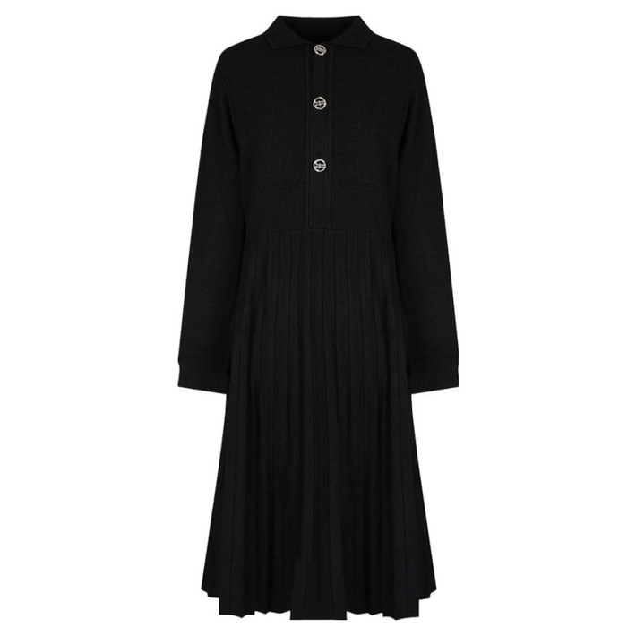 크로커다일레이디 셔츠 카라 플리츠 니트 보온 원피스 CLCWOP302