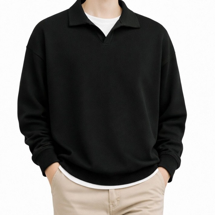 가이스토리 남성용 크렌 오버핏 카라 긴팔 니트