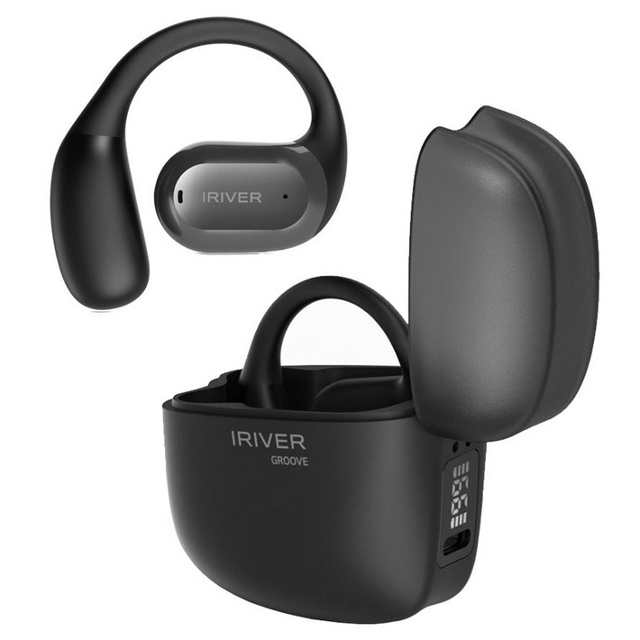 아이리버 오픈핏 무선 5.3 C타입 블루투스 이어폰 귀걸이형 GROOVE, IOWG1, 블랙
