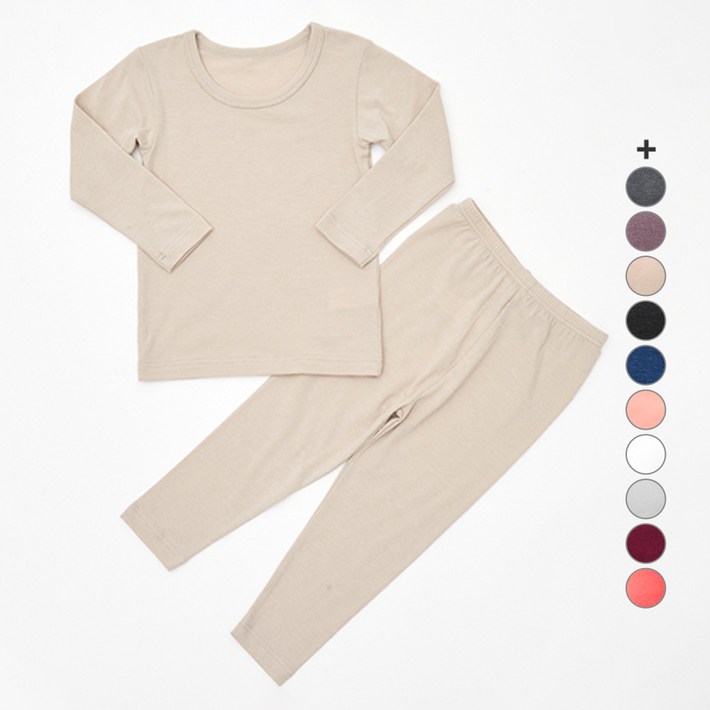 유니프랜드 아동용 히트 바이로프트 웜 9부 발열 실내복 상하세트