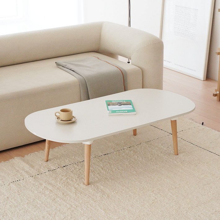 레몬트리 국내제조 E0 LPM 우드 접이식 타원형 900 테이블, 실버 그레이