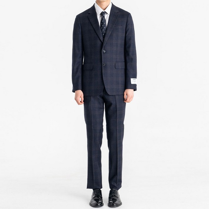 킨록 남성용 윈도우 페인체크 울 슬림 정장 상하의 세트  SPOT