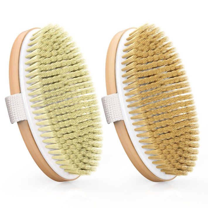 POPCHOSE 핸드 바디 브러쉬 샤워 브러쉬 타원형 우드  사은품, 1개, 2개입, 우드