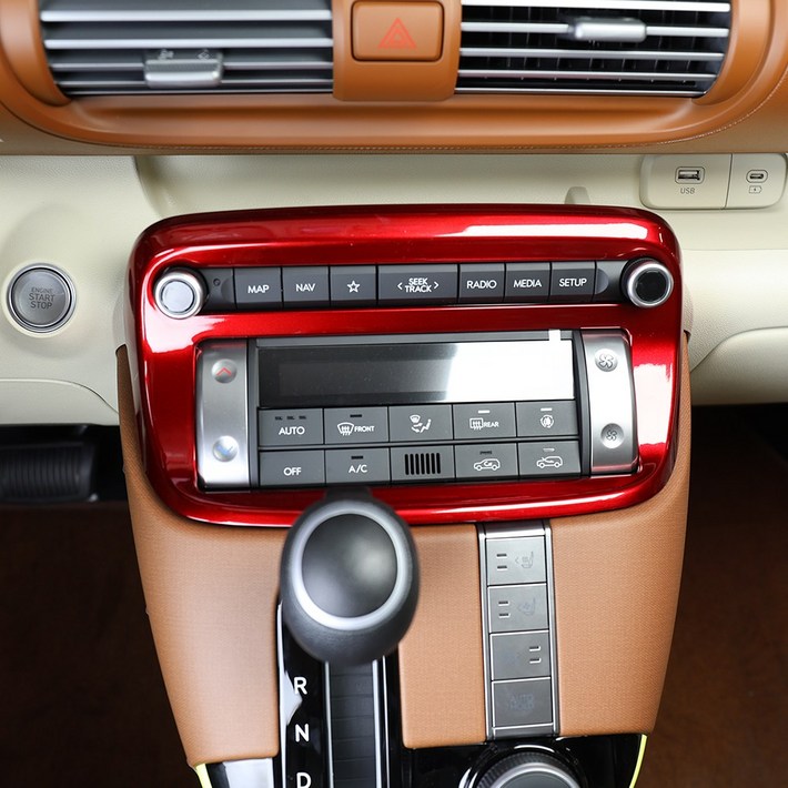 카스타 호환 더뉴 캐스퍼 페이스리프트 에어컨 공조기 커버 튜닝 용품 카본 몰딩, 유광레드 에어컨 공조기 1P, 기타