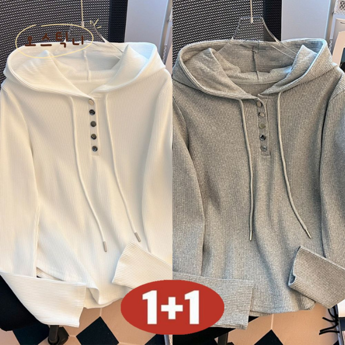 오스틱니 100kg까지 빅사이즈 1+1 여성 봄가을 날씬해 보이는 편안한 니트 외출용 긴팔 맨투맨