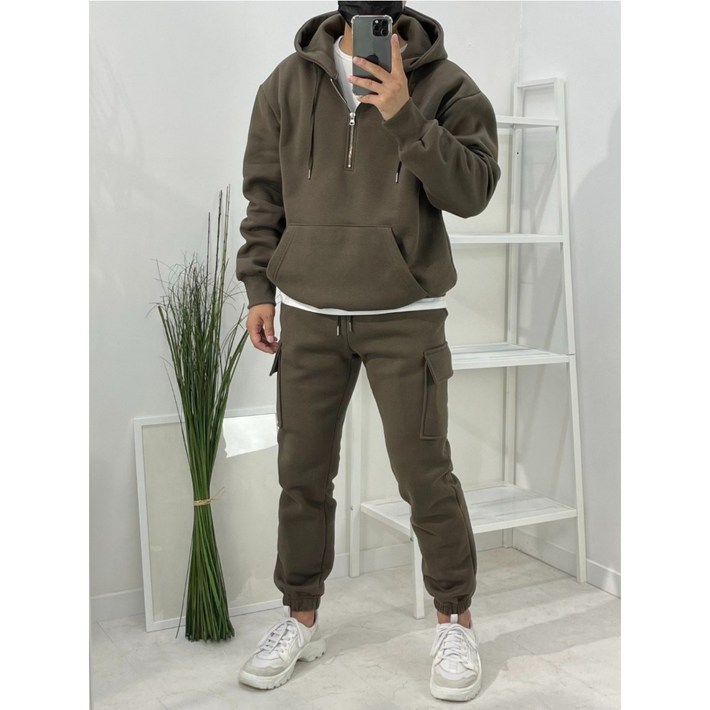 내입옷 두툼기모 아노락 후드티 카고 조거팬츠 트레이닝 3color 캠핑룩