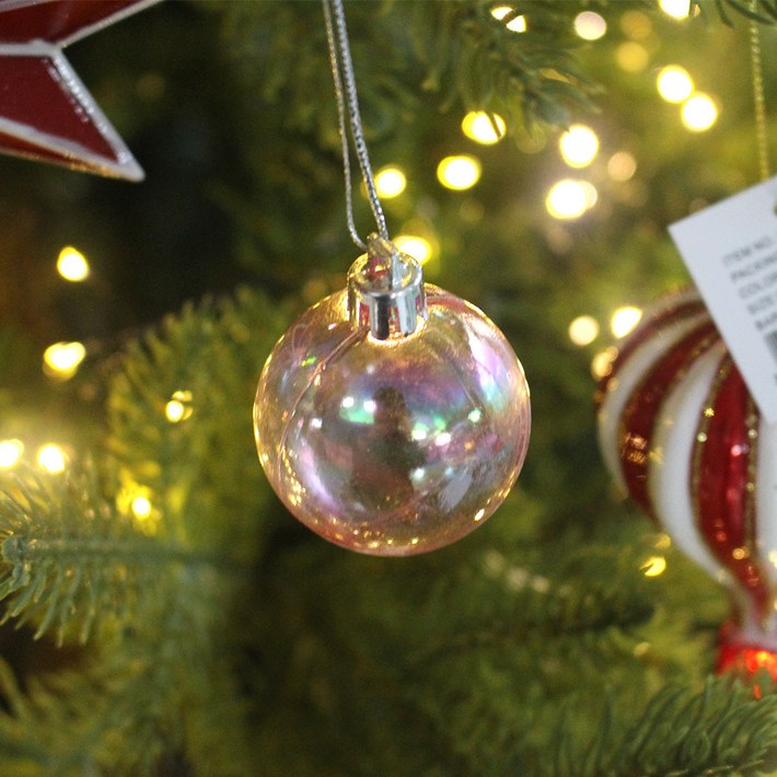 왓위셀 오로라 투명 오너먼트투명 화이트 핑크 홀로그램 크리스마스 트리 장식, 12개, 핑크 오로라