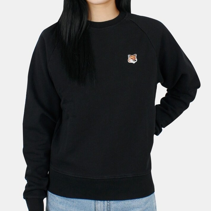 디몬트 22 SS 메종키츠네 여성 헤드폭스 패치 맨투맨블랙 AW00303KM0001 P199 BLACK