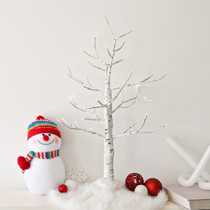 크리스마스 조화 장식 무드등 LED 자작나무 전구 트리 세트 크리스마스트리60cm