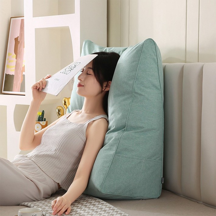 코잠 더 넓고 긴 롱 삼각쿠션 등받이 쿠션 허리 등쿠션 쇼파 침대 등받이