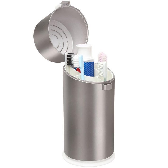 칫솔 치약 수납통 치약 칫솔 정리함 칫솔 치약 수납용기 화장실 정리함 먼지방지 편리보관, 실버 그레이