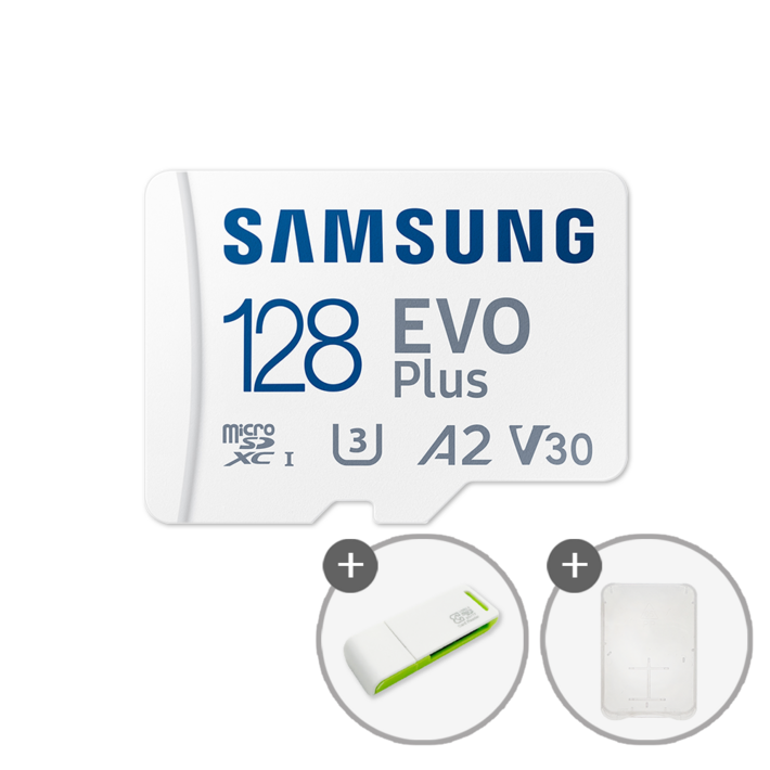 삼성전자 공식인증 정품 마이크로SD카드 EVO PLUS MBMC128SAKR SD카드 케이스 및 이엘 연두 카드 리더기 USB2.0 2in1, 1개 삼성전자 공식인증 정품 마이크로SD카드 EVO PLUS MBMC128SAKR SD카드 케이스 및 이엘 연두 카드 리더기 USB2.0 2in1, 1개