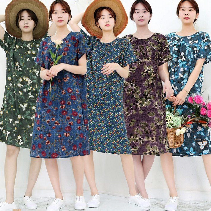 하랑이플 여름 아사면 반팔원피스 10종CW 레이온 빅사이즈 원피스 여성 잠옷 홈웨어